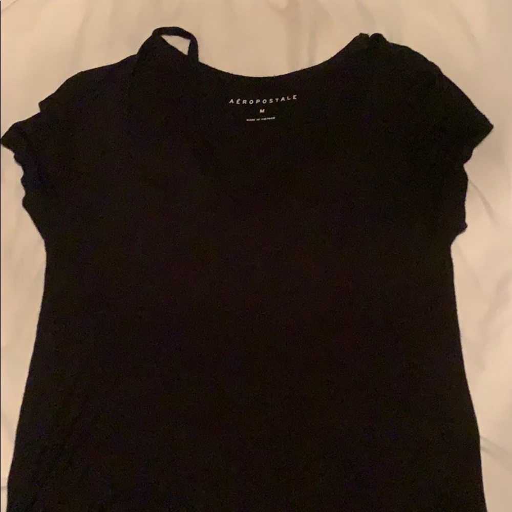 Slit seam v neck tee